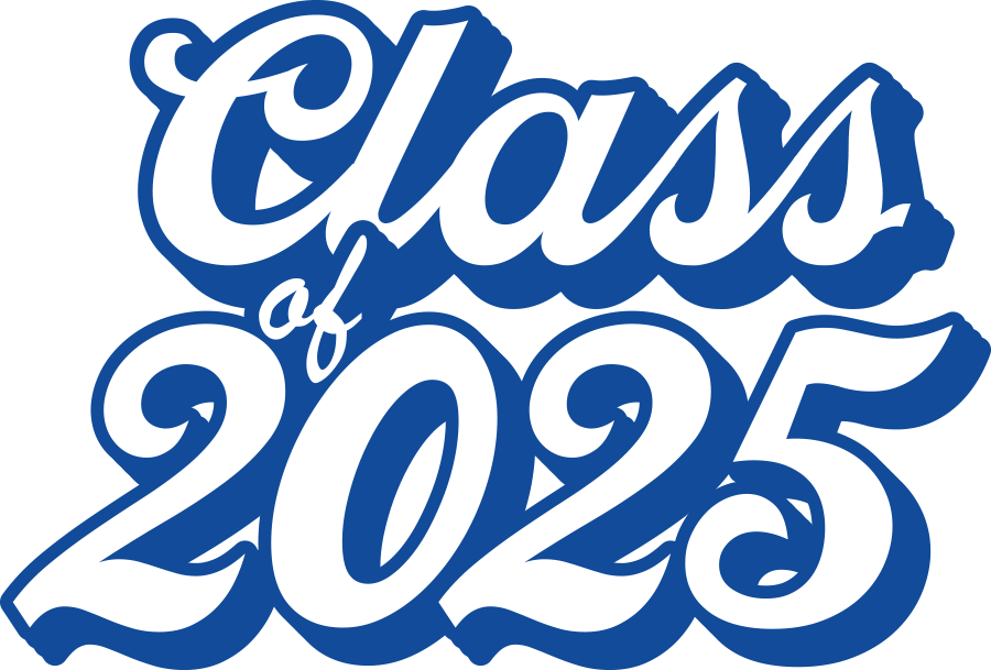 class of 25 blue and white